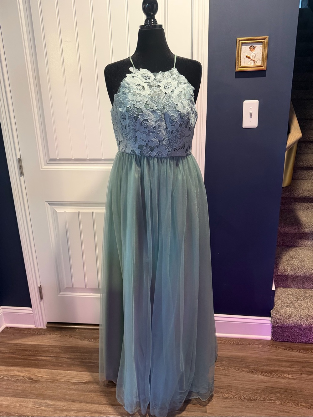 Sage Lace Halter Maxi Dress